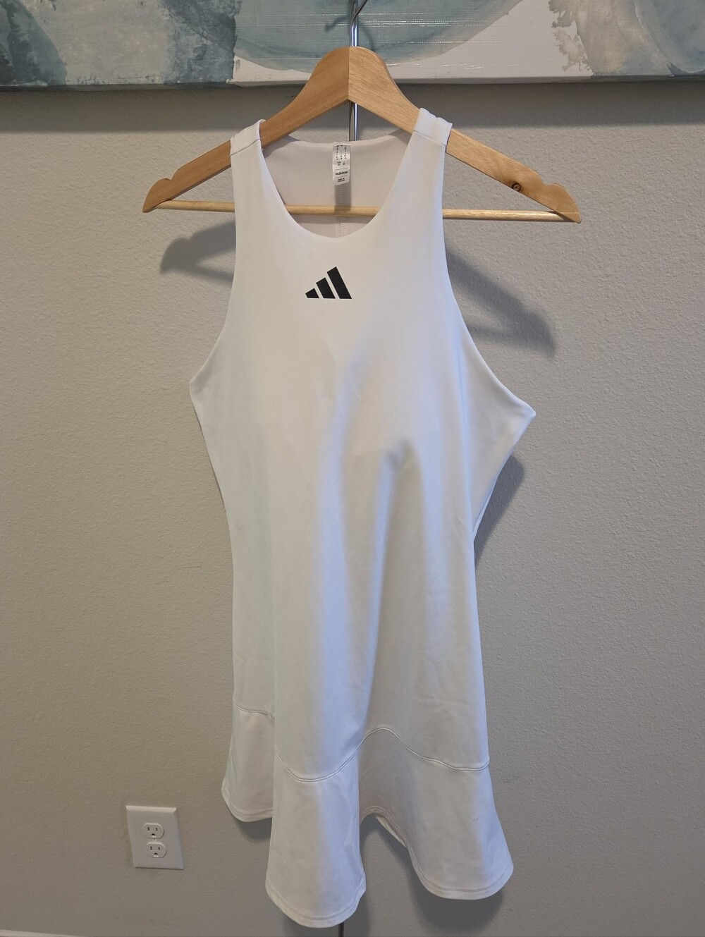 ADIDAS White Racerback Athletic Dress with Black Logo